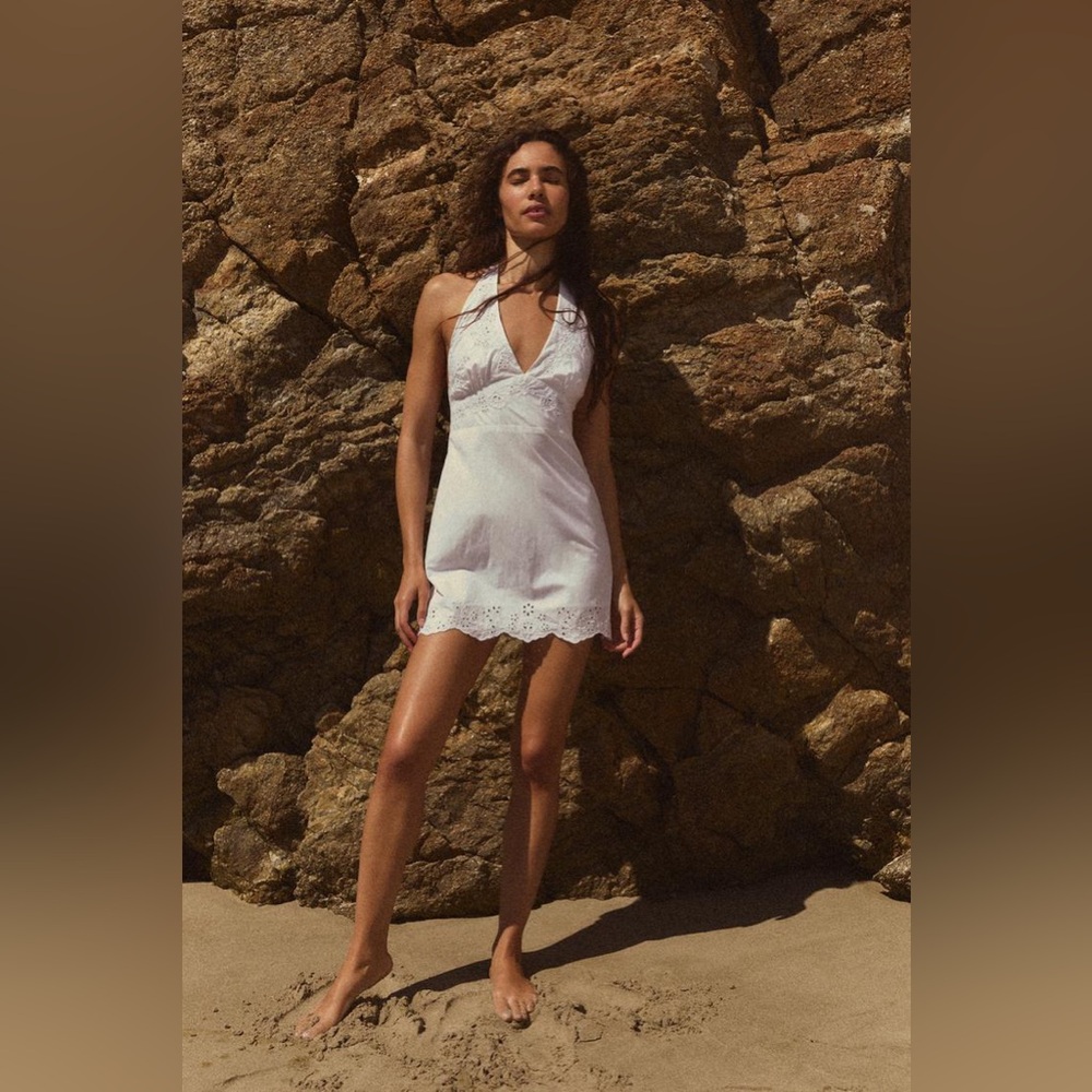 ZARA EMBROIDERED POPLIN DRESS